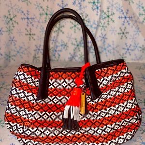 Coral and Black Tote